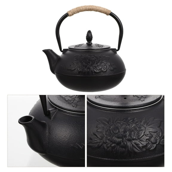 LEORX Teapot Iron Cooking Oatmeal Household Thickened Black 1Pcs