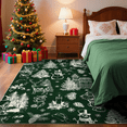 thumbnail image 5 of 5x7 ft Green Christmas Area Rug, Tree Snowman Reindeer Print, Washable, Non-Slip, Holiday Indoor Living Room, 5 of 8