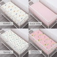 thumbnail image 4 of Little Grape Land Crib Sheets for Baby Girls Boys 4 Pack, 28"x 52" Extra Soft Microfiber Crib Sheet Set for Standard Crib & Toddler Mattress Pad, Rabbit & Pink, 4 of 7