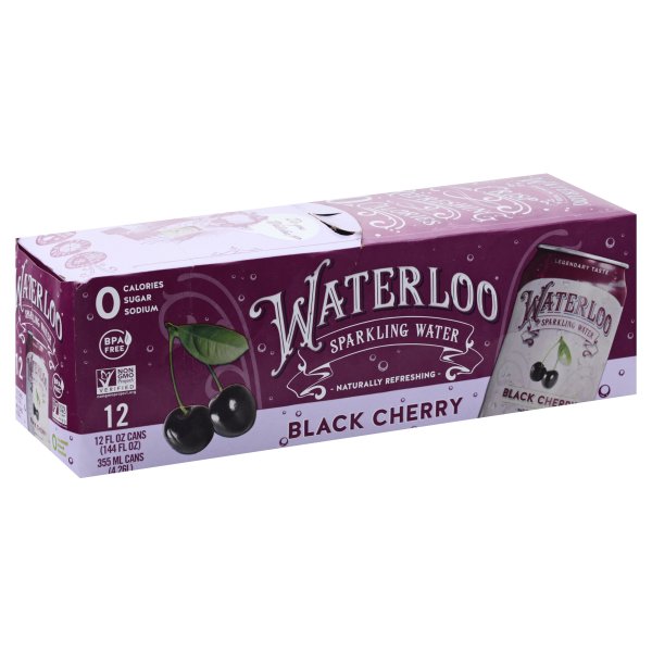 Waterloo Sparkling Water Black Cherry Fruit Flavor Zero Calorie No
