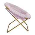 thumbnail image 6 of Emma + Oliver Oversize Faux Fur Folding Saucer Moon Chair for Dorm and Bedroom, Dusty Purple Faux Fur/Soft Gold Frame, 6 of 11