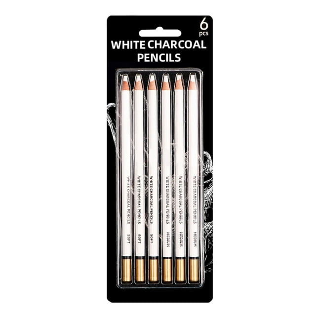 6 lápices de carbón blanco para bocetos, lápices de dibujo y bocetos.