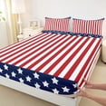 thumbnail image 3 of Homewish Red Blue Stripes Line Full Size Sheets for Kids, Cartoon Stars Print Bed Sheets, American Flag Sheet Sets, Microfiber Bedroom Decor, 4 Pieces, 3 of 7