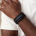 thumbnail image 6 of VNOX Stainless Steel Magnetic Clasp Lapis Bead Black Leather Double Layer Bracelet for Men Gift, 6 of 6