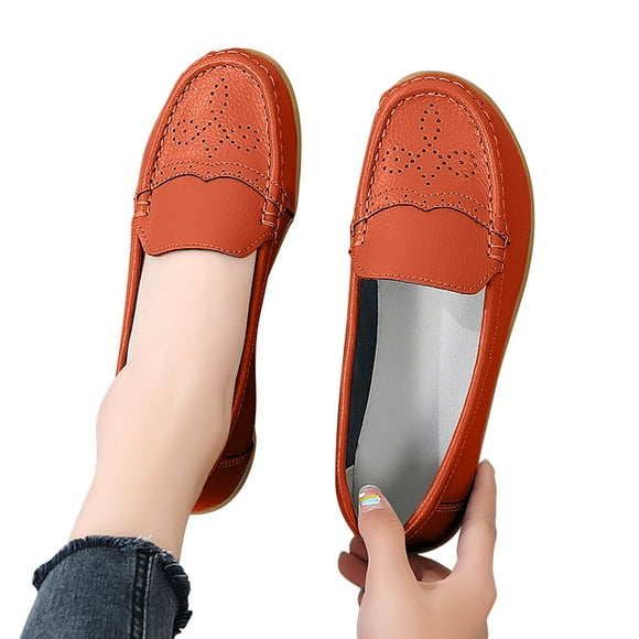 Xysaqa Go Walk Shoes for Women, Women's Loafer Flat Comfortable Casual Hollowed Out Women's Leather Shoes with Soft Soles Sloping Heels Work Office Shoes Womens Savings!