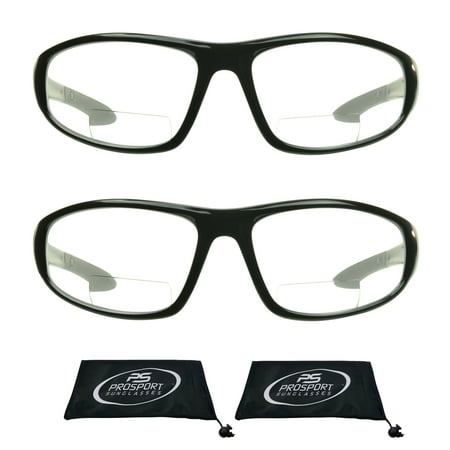 

proSPORT BIFOCAL Safety Glasses Reader Z87 Sport Wrap Men & Women Clear 2 Pairs