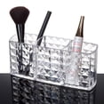 thumbnail image 4 of GOOHOCHY Organizador de escritorio con soporte de exhibición para brochas de maquillaje, caja de almacenamiento de cosméticos con patrón de diamante transparente de acrílico, 4 of 8