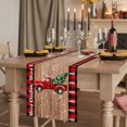 thumbnail image 2 of Red Truck Christmas Table Runner 60 Inches Long, Cotton Linen Table Runner Dresser Scarf, Plaid Xmas Tree Snowflake Vintage Fabric Tablerunners for Dining Coffee Tables Wedding Holiday Party 13"x60", 2 of 9