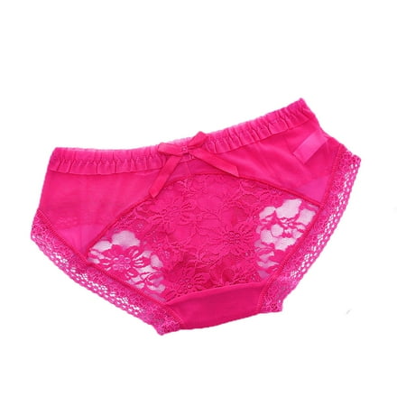 

Knosfe Seamless Low Waist Underwear for Women Breathable Soft Briefs Women Lace Stretch Panties Hot Pink