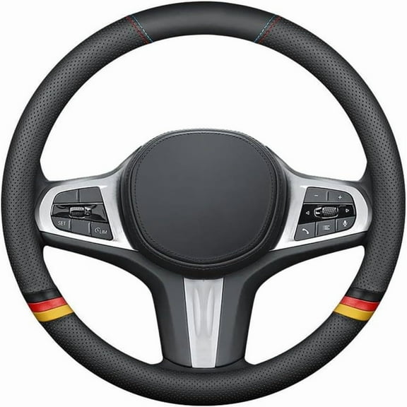 New Nappa Leather Car Steering Wheel Cover, Comfortable, Non-Slip, Sporty Style.for BMW Car Steering Wheel Covers.Black Yellow