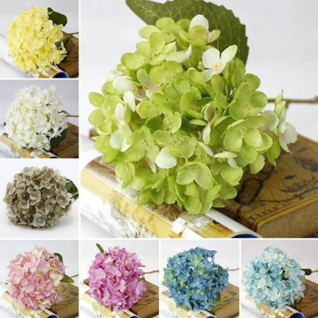 Pink Flower Shape - Girl12Queen 1 Bouquet Faux Artificial Silk Flower Hydrangea Leaves Wedding Party Decor Craft