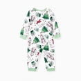thumbnail image 3 of Conjuntos de pijamas navideños familiares a juego con mangas largas y estampado completo de pantalones y blusas verdes muy alegres (resistentes al fuego), 3 of 5