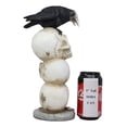 thumbnail image 5 of Gothic Raven Crow Bird Perching On Totem Stacked Skulls With LED Light Statue, 5 of 7