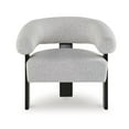 thumbnail image 2 of Tisa Accent Chair- Gray Polyester- 3 Leg Black Wood Frame Round Barrel Back, 2 of 5