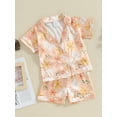 thumbnail image 3 of Satin Pajama Set for Kid Baby Girl Boy Button-up Tops Shorts Sleepwear Nightwear Loungewear Outfits, 3 of 9