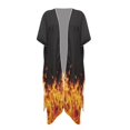 thumbnail image 4 of Xoenoiee Fire Flame Pattern Women's UPF 50+ Swim Cover Up Sun Protection Lightweight Boho Kimono Cardigans Short Sleeve Beach Cover Ups for Women, 4 of 7