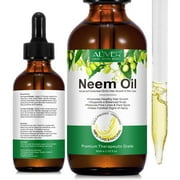 ALIVER Neem Oil, 100% Pure & Natural, Unrefined & Hexane Free, Virgin Cold Pressed Neem Oil, Skin Care & Hair Care, Good for Dry Skin to Moisturize, 2.02 Fl Oz