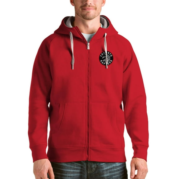 Men's Antigua Red Toronto Raptors Logo Victory Full-Zip Hoodie