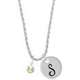 thumbnail image 1 of Delight Jewelry Crystal Clear AB Channel Drop Silvertone Script Initial Disc - S - Charm Necklace, 20"+3", 1 of 4