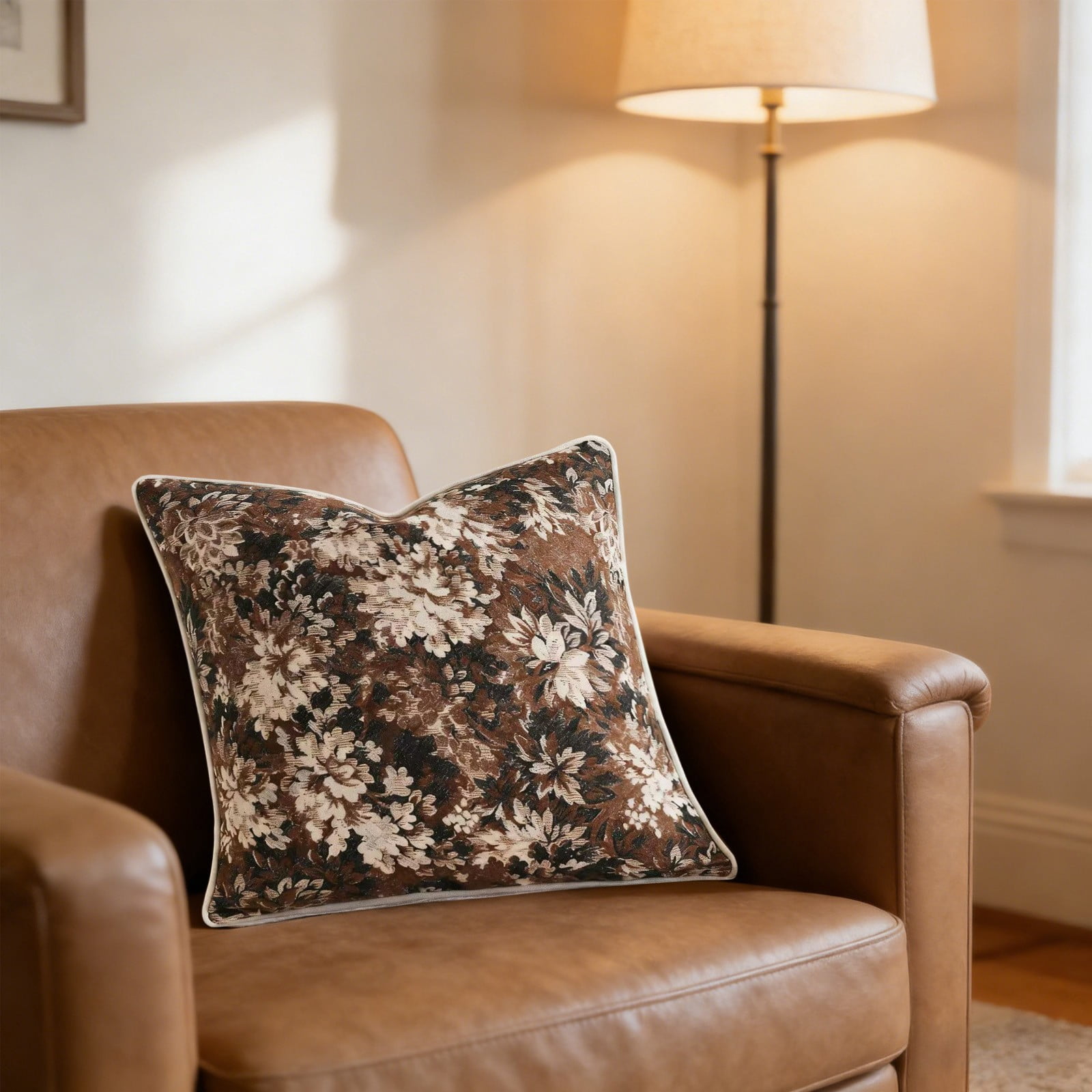 Vintage Floral Pillow Covers - Pack Of 2, 18x18 Inch Boho Rural Accents for Rectangular Decorative Throw Pillows