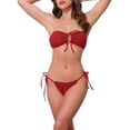 thumbnail image 1 of INSPIRE CHIC Conjuntos de Bikini Ribeteados con Anillo O Fruncido para Mujeres 2 Piezas Top con Cordones Fondo Triangular Trajes de Baño Talla X-Large Rojo, 1 of 5