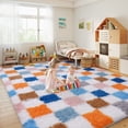 thumbnail image 2 of ZENELESS 8x10 Fluffy Rug for Living Room,Multicolor Checkered Shaggy Soft Anti-Skid High Pile Carpet for Boys Girls Teen Room Dorm Home Decor, 2 of 7
