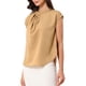thumbnail image 1 of INSPIRAR CHIC Blusa de Cuello Plisado de Satén Elegante con Mangas Cortas para Uso Casual en Oficina M Caqui, 1 of 6