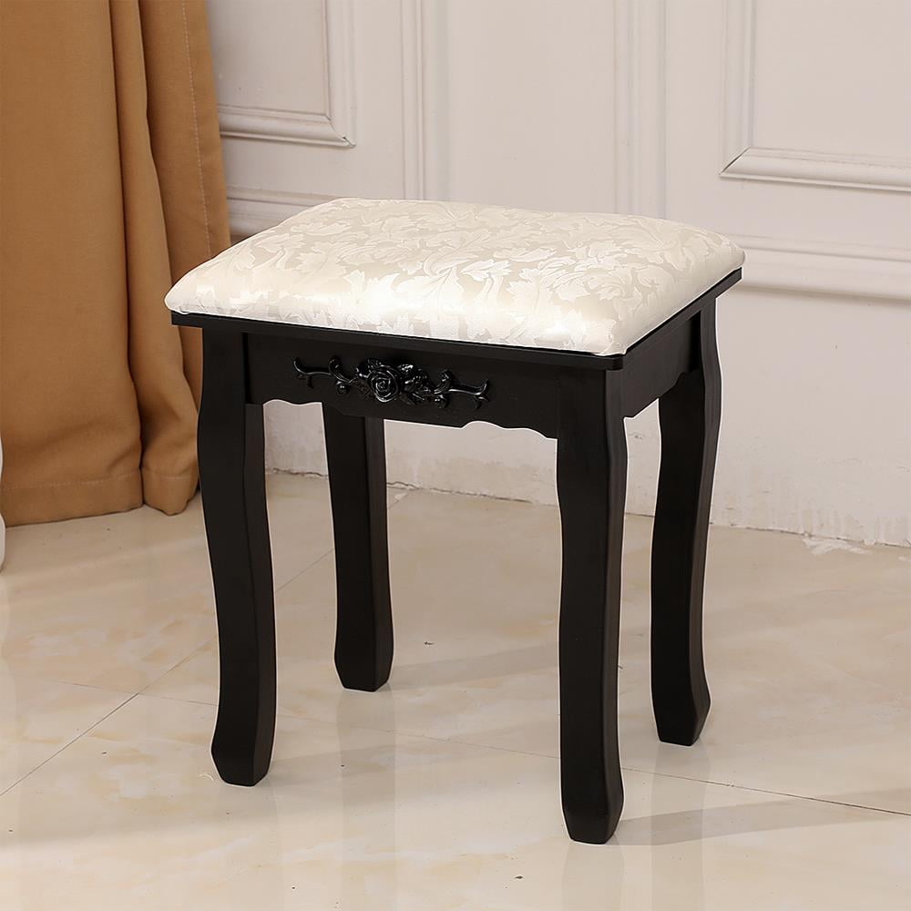 White/Black Mirror Vintage Dressing Table Stool Piano Chair Padded Makeup Seat
