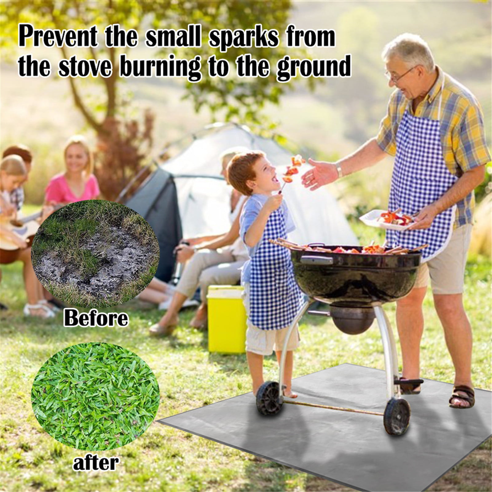 Outdoor Camping Picnic Fireplace Fireproof Mat Pad Cushion Lawn Barbecue Healthy 