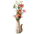 thumbnail image 2 of 4.72" Handcrafted Ceramic Cat Vase, Whimsical Kitty Planter for Small Flowers, Boho Desk Shelf Decor, Unique Gift for Cat Lovers (Saffron), 2 of 8