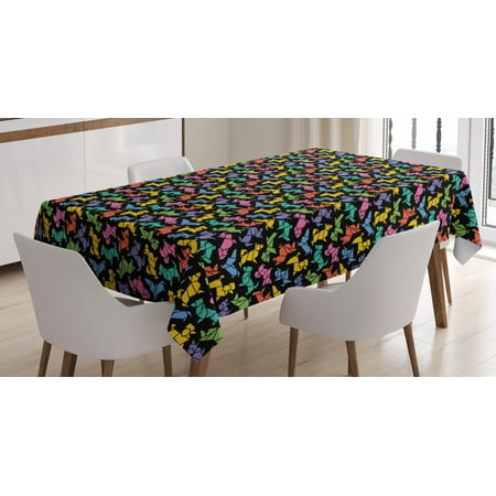 

Dogs Tablecloth Abstract Origami Style Graphic Dog Figures in Lively Colors Geometrical Animal Design Rectangular Table Cover for Dining Room Kitchen 60 X 84 Inches Multicolor by Ambesonne