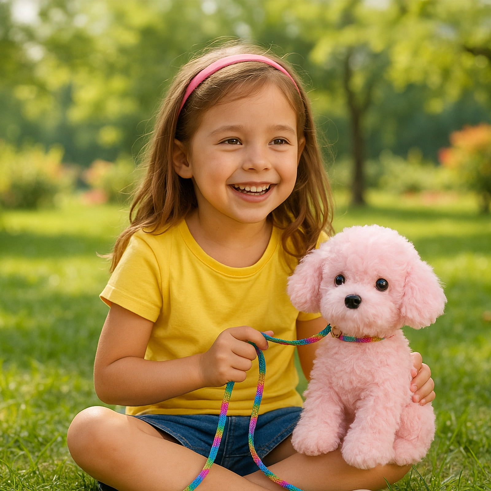 Weigedu Pink Puppy Dog Stuffed Animal Plush Toy, 12.6 Inches