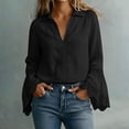 thumbnail image 1 of TaTaai Women's Solid Color Cotton Linen Long Sleeve Pullover Top Ladies Elegant Casual Blouse Soft Comfortable for Daily Party Work Vacation All Season Wear Gift, 1 of 6