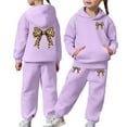 thumbnail image 3 of Boys Tracksuit Sets Size 8 Bow Graphic Sweatshirt and Pants Warm Up Suit Loose Fit Hoodie Sets 2 Pieces Sweatsuits for Boys Back To School Clothes, 3 of 7