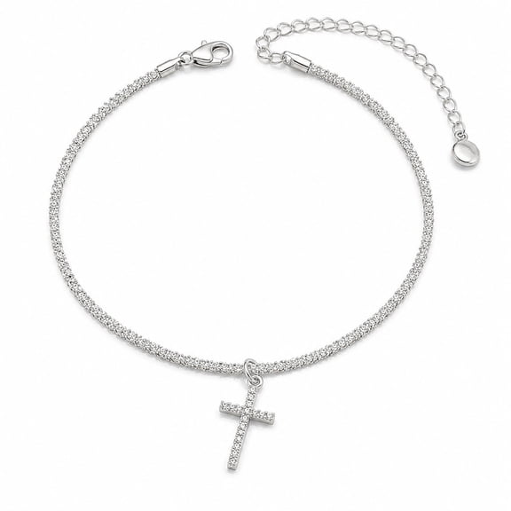 VNOX Stainless Steel Silver Cross Anklet, Adjustable Chain Ankle Bracelet for Daily Wear Gifts