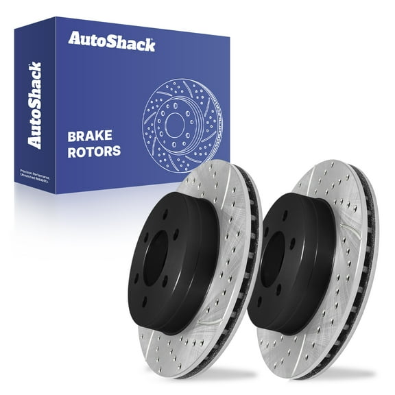 AutoShack Front Vented Drilled & Slotted E-Coated Brake Rotors 2-PC Set Replacement for 1997-2002 Dodge Dakota 1998-2002 Dodge Durango ShadowGuard 11.3" (287 mm)