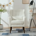 thumbnail image 3 of Modern Accent Chair,Teddy Fabric Living Room Chairs Comfy Reading Chair,Mid Century Accent Chair, Lounge Arm Chairs Armchair for Living Room Bedroom (White), 3 of 10