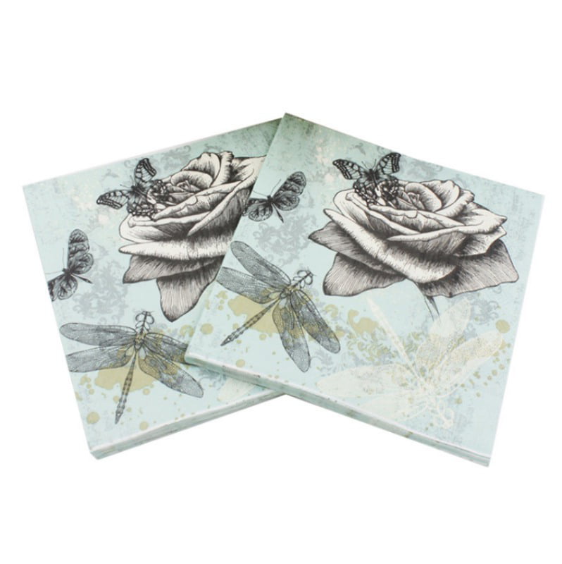 4 Forget-me-nots napkins Vintage decoupage paper serviettes decoupage napkins 13 x 13 inches Craft paper