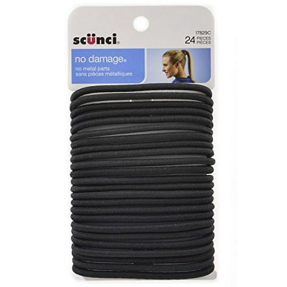 Scunci Thick Elastics Black, 24 ct