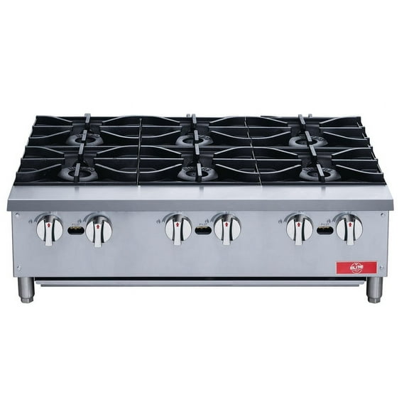 36 in. Six Burner Natural Gas/Propane Commercial Hot Plate/Countertop Range 28000BTU