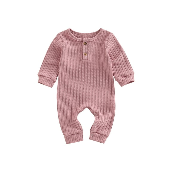 Bagilaanoe Newborn Baby Girl Boy Jumpsuit Knit Long Sleeve Bodysuit 3M 6M 12M 18M Infant Ribbed One Piece Jumpsuit