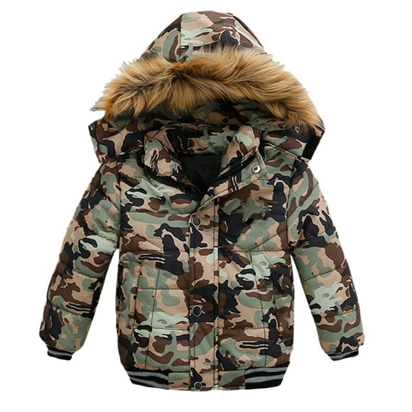 PMVFHDE Jackets for Boy Children Winter Boy Jacket Coat Hooded Coat Fashion Kids Warm Clothes Jacket Boys Coat&jacket Boys Winter Coat,Camouflage,4-5Y/XXL