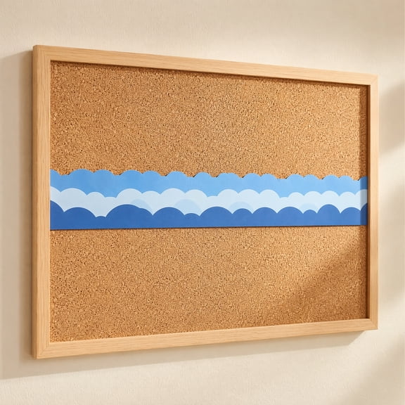 CRILSTYLEO Blue Rolled Cloud Shaped Border Decal for Classroom Bulletin Board Decoration