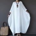 thumbnail image 4 of Gspmoly Robe pour Femme, Robe d'Été Décontractée en Coton et Lin pour Femme, Ample à Manches Courtes, Col Rond, Robe Unie, Robe de Cocktail, Cadeaux de Vacances, 4 of 5