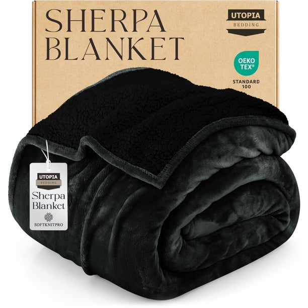 Manta Utopia Ropa de Cama Sherpa Reversible 152x203 cm Negro