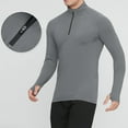 thumbnail image 4 of Mens Quick Dry Athletic Shirts, Workout Tops for Men Fall Outdoor Sports Solid Color Zip Up High Neck Long Sleeve T-Shirts with Thumb Holes S-2XL, 4 of 6
