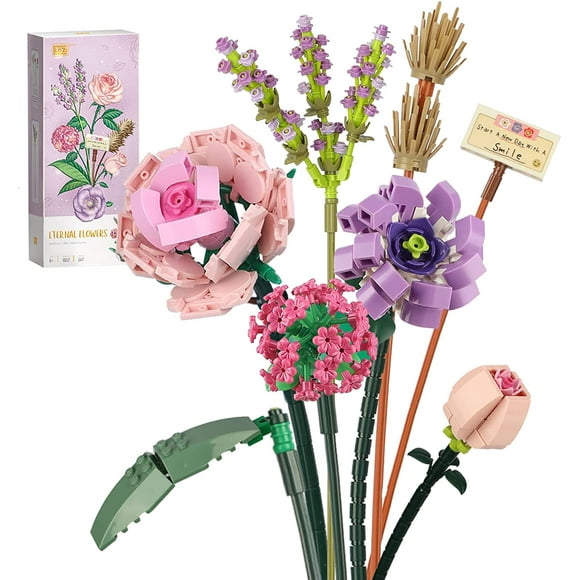Lunfar Mini Bricks Flower Bouquet Building Sets, Artificial Flowers, DIY Unique Decoration Home, 547 Pieces Botanical Collection for Gift(Not Compatible with Lego Set )