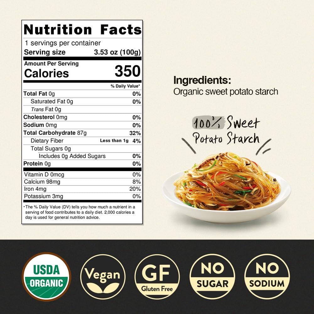 (4 pack) O'Food Korean Sweet Potato Glass Noodle, 3.5 oz