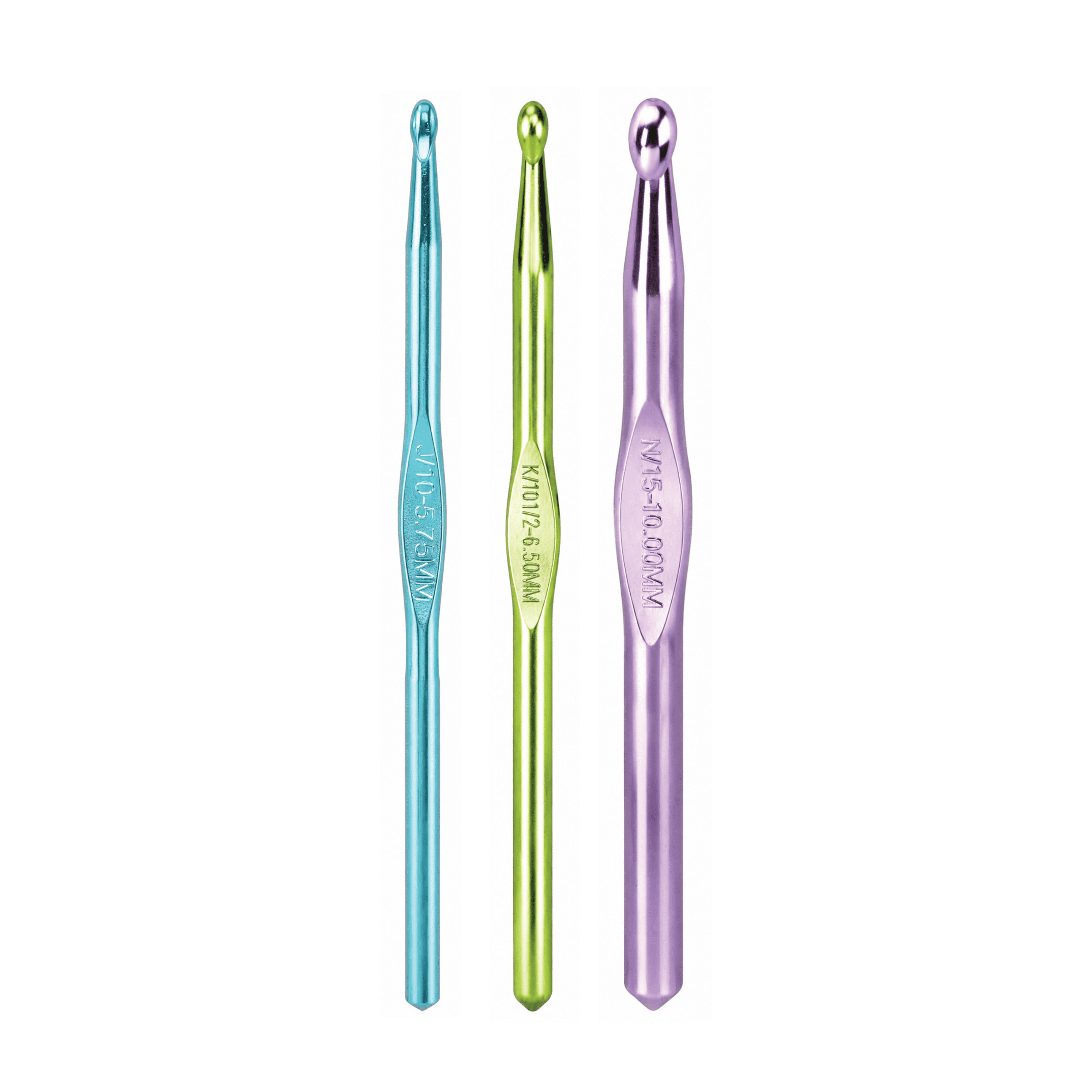 Hello Hobby Aluminum Crochet Hooks, Sizes J, K, and N, 3-Piece Set