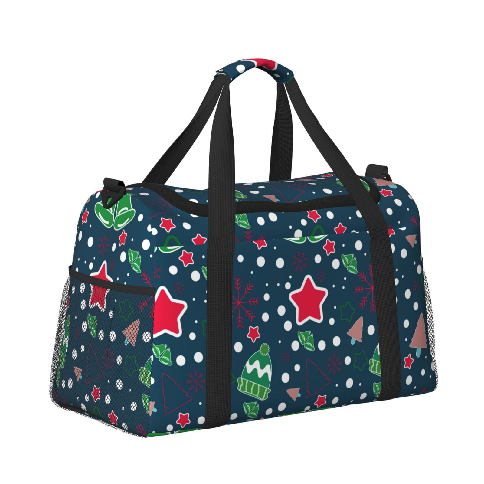 Fuzoiu Christmas Print Travel Duffle Bag,Carry On Tote Bags,Duffel Bag,Sport Gym Bag, Hospital Bag for Labor and Delivery, Overnight Bag,Luggage Bag